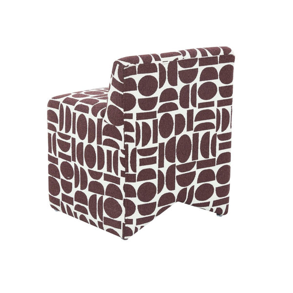 TOV Furniture Pippa Geometric Jacquard Weave Stool - Handcrafted Accent Piece for Modern Living Spaces and Comfort Red/White TOV-OC68929