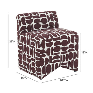 TOV Furniture Pippa Geometric Jacquard Weave Stool - Handcrafted Accent Piece for Modern Living Spaces and Comfort Red/White TOV-OC68929