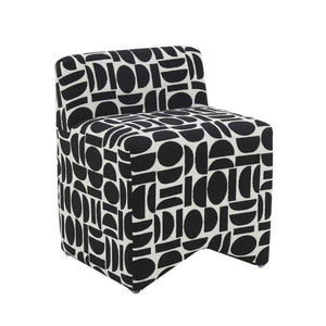 TOV Furniture Pippa Geometric Jacquard Weave Stool - Handcrafted Accent Piece for Modern Living Spaces and Comfort Black and White TOV-OC68930
