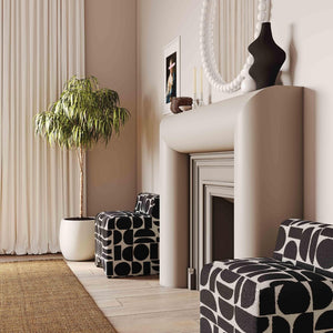 TOV Furniture Pippa Geometric Jacquard Weave Stool - Handcrafted Accent Piece for Modern Living Spaces and Comfort Black and White TOV-OC68930