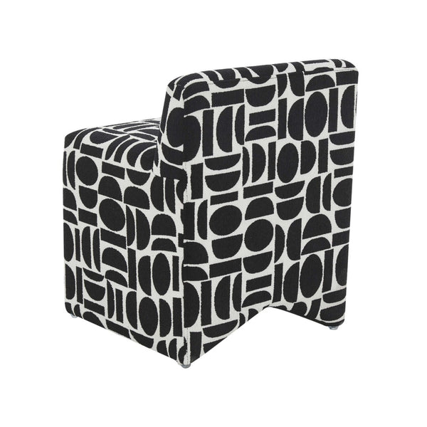 TOV Furniture Pippa Geometric Jacquard Weave Stool - Handcrafted Accent Piece for Modern Living Spaces and Comfort Black and White TOV-OC68930