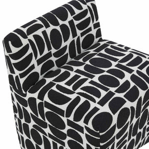 TOV Furniture Pippa Geometric Jacquard Weave Stool - Handcrafted Accent Piece for Modern Living Spaces and Comfort Black and White TOV-OC68930
