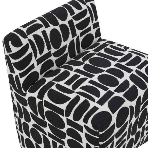 TOV Furniture Pippa Geometric Jacquard Weave Stool - Handcrafted Accent Piece for Modern Living Spaces and Comfort Black and White TOV-OC68930
