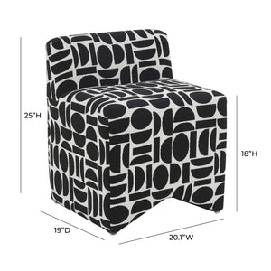 TOV Furniture Pippa Geometric Jacquard Weave Stool - Handcrafted Accent Piece for Modern Living Spaces and Comfort Black and White TOV-OC68930