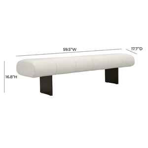 TOV Furniture Karol 59.5" Cream Performance Vegan Leather Bench - Elegant, Eco-Friendly Seating for Modern Spaces TOV-OC68949