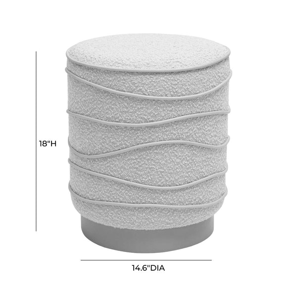 TOV Furniture Nero Boucle Ottoman - Chic Textured Accent Piece with Hand-Stitched Piping for Modern Living Spaces TOV-OC68986