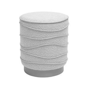 TOV Furniture Nero Boucle Ottoman - Chic Textured Accent Piece with Hand-Stitched Piping for Modern Living Spaces TOV-OC68986