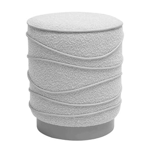 TOV Furniture Nero Boucle Ottoman - Chic Textured Accent Piece with Hand-Stitched Piping for Modern Living Spaces TOV-OC68986