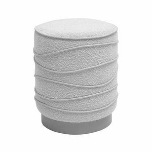 TOV Furniture Nero Boucle Ottoman - Chic Textured Accent Piece with Hand-Stitched Piping for Modern Living Spaces TOV-OC68986