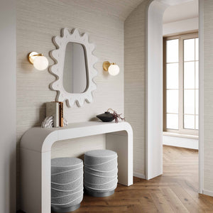 TOV Furniture Nero Boucle Ottoman - Chic Textured Accent Piece with Hand-Stitched Piping for Modern Living Spaces TOV-OC68986