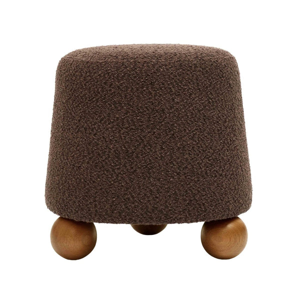 TOV Furniture Jaine Boucle Stool - Cozy Contemporary Accent for Living Rooms, Bedrooms & Modern Interiors Chocolate Brown TOV-OC68991