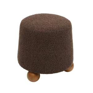 TOV Furniture Jaine Boucle Stool - Cozy Contemporary Accent for Living Rooms, Bedrooms & Modern Interiors Chocolate Brown TOV-OC68991