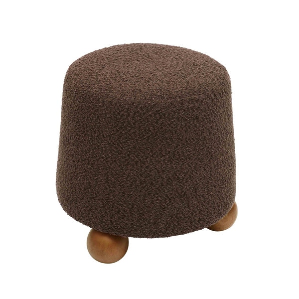 TOV Furniture Jaine Boucle Stool - Cozy Contemporary Accent for Living Rooms, Bedrooms & Modern Interiors Chocolate Brown TOV-OC68991