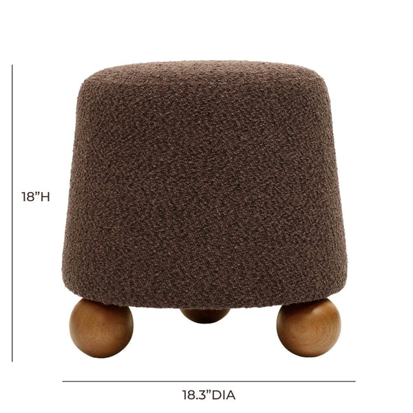 TOV Furniture Jaine Boucle Stool - Cozy Contemporary Accent for Living Rooms, Bedrooms & Modern Interiors Chocolate Brown TOV-OC68991