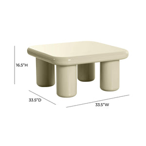 TOV Furniture Memphis 33.5" Glossy Square Coffee Table - Modern Minimalist Design with Playful Curves for Living Spaces Cream TOV-OC68994