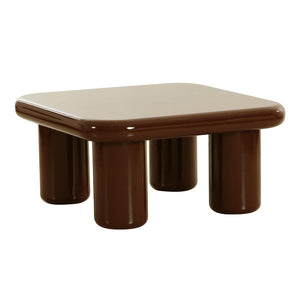 TOV Furniture Memphis 33.5" Glossy Square Coffee Table - Modern Minimalist Design with Playful Curves for Living Spaces Brown TOV-OC68995