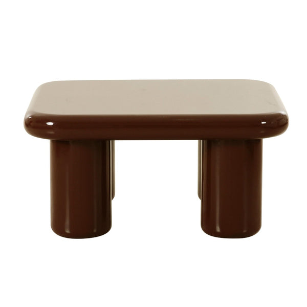 TOV Furniture Memphis 33.5" Glossy Square Coffee Table - Modern Minimalist Design with Playful Curves for Living Spaces Brown TOV-OC68995