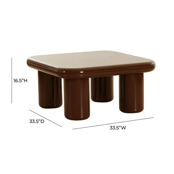 TOV Furniture Memphis 33.5" Glossy Square Coffee Table - Modern Minimalist Design with Playful Curves for Living Spaces Brown TOV-OC68995