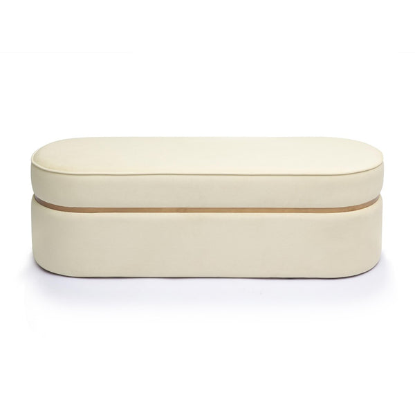 TOV Furniture Pomp 52" Velvet Bench - Luxurious Upholstered Seating with Art Deco Glamour for Stylish Spaces Cream TOV-OC69028