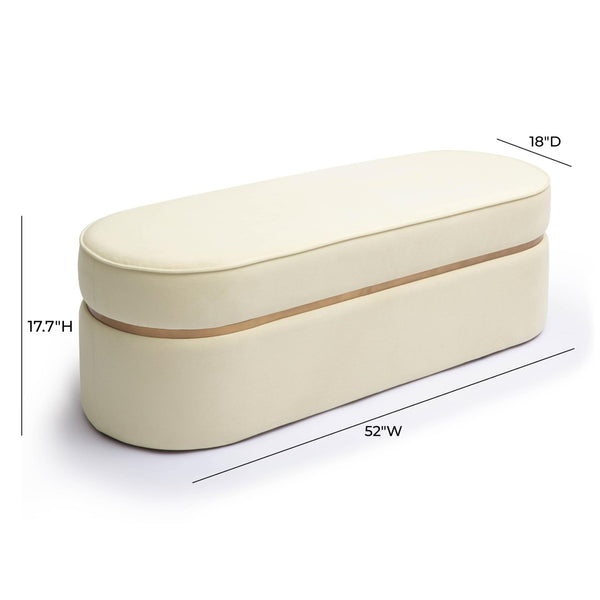 TOV Furniture Pomp 52" Velvet Bench - Luxurious Upholstered Seating with Art Deco Glamour for Stylish Spaces Cream TOV-OC69028