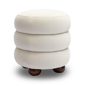 TOV Furniture Stefanie Velvet Ottoman - Modern Elegance with Comfortable Foam Cushion and Stylish Solid Wood Legs Cream TOV-OC69062