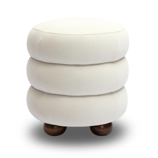 TOV Furniture Stefanie Velvet Ottoman - Modern Elegance with Comfortable Foam Cushion and Stylish Solid Wood Legs Cream TOV-OC69062