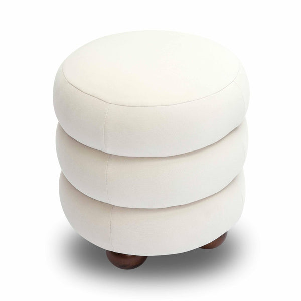 TOV Furniture Stefanie Velvet Ottoman - Modern Elegance with Comfortable Foam Cushion and Stylish Solid Wood Legs Cream TOV-OC69062