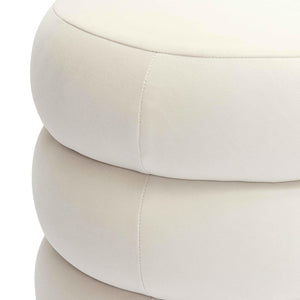 TOV Furniture Stefanie Velvet Ottoman - Modern Elegance with Comfortable Foam Cushion and Stylish Solid Wood Legs Cream TOV-OC69062