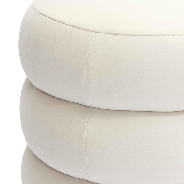 TOV Furniture Stefanie Velvet Ottoman - Modern Elegance with Comfortable Foam Cushion and Stylish Solid Wood Legs Cream TOV-OC69062