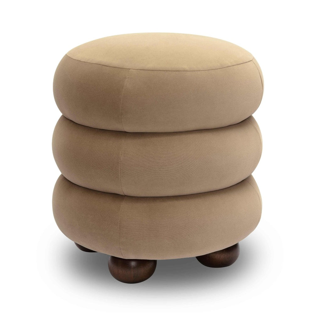 TOV Furniture Stefanie Velvet Ottoman - Modern Elegance with Comfortable Foam Cushion and Stylish Solid Wood Legs Taupe TOV-OC69063