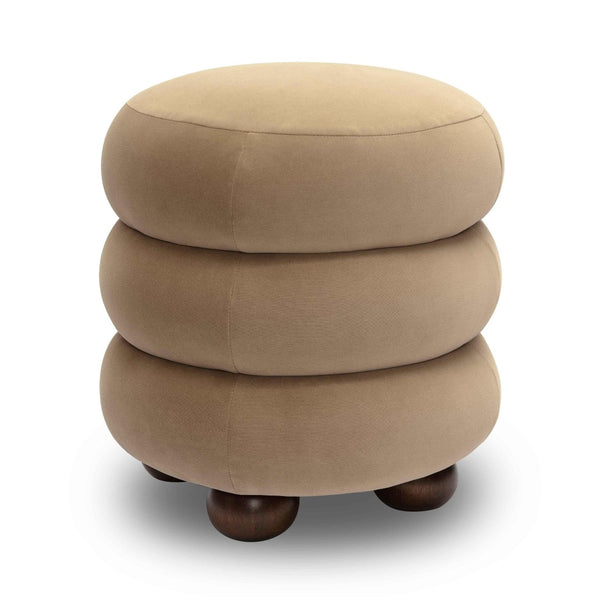 TOV Furniture Stefanie Velvet Ottoman - Modern Elegance with Comfortable Foam Cushion and Stylish Solid Wood Legs Taupe TOV-OC69063