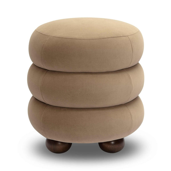 TOV Furniture Stefanie Velvet Ottoman - Modern Elegance with Comfortable Foam Cushion and Stylish Solid Wood Legs Taupe TOV-OC69063
