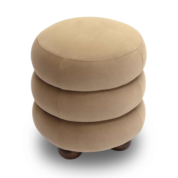 TOV Furniture Stefanie Velvet Ottoman - Modern Elegance with Comfortable Foam Cushion and Stylish Solid Wood Legs Taupe TOV-OC69063