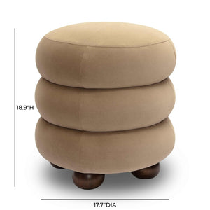 TOV Furniture Stefanie Velvet Ottoman - Modern Elegance with Comfortable Foam Cushion and Stylish Solid Wood Legs Taupe TOV-OC69063