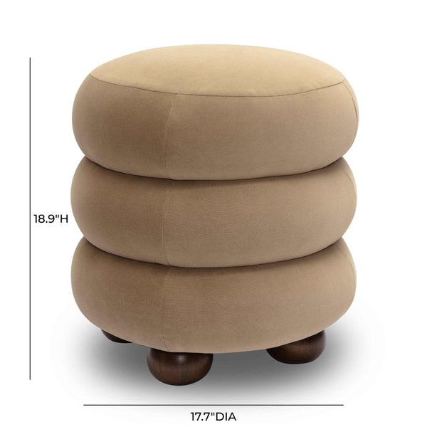 TOV Furniture Stefanie Velvet Ottoman - Modern Elegance with Comfortable Foam Cushion and Stylish Solid Wood Legs Taupe TOV-OC69063