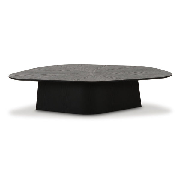 TOV Furniture Roche 50" Low Coffee Table - Elegant Ash Design with Geometric Lines for Modern Living Spaces Black TOV-OC69085