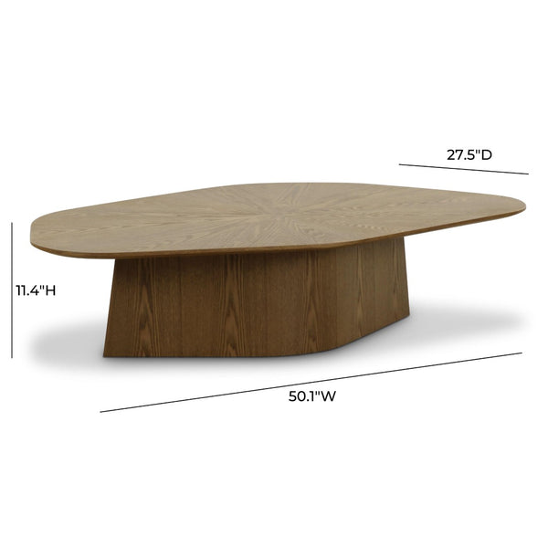 TOV Furniture Roche 50" Low Coffee Table - Elegant Ash Design with Geometric Lines for Modern Living Spaces Brown TOV-OC69087