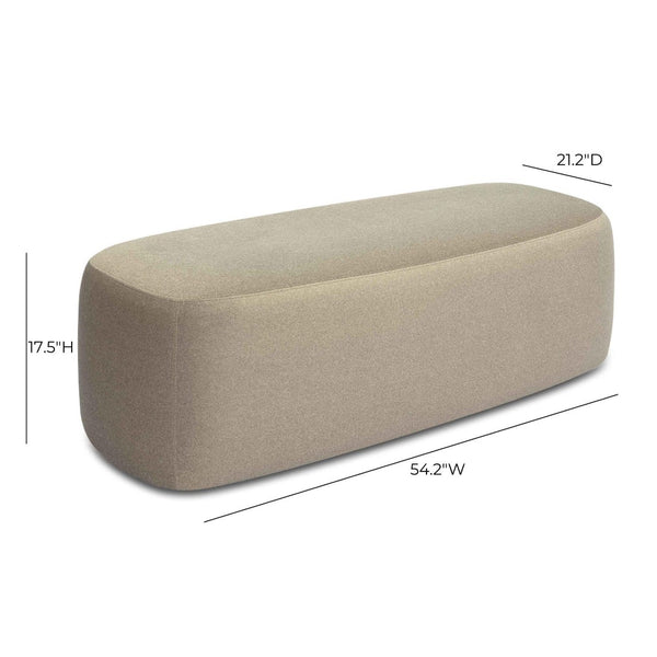TOV Furniture Graceland 54" Plush Faux Mohair Bench - Elegant Textured Seating for Bedrooms and Living Spaces Taupe TOV-OC69115