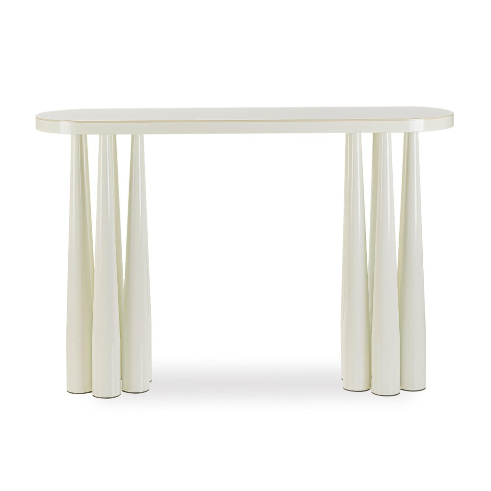 TOV Furniture Titan Glossy Console Table – Sculptural Retro Elegance with Durable Design for Modern Interiors Cream TOV-OC69122
