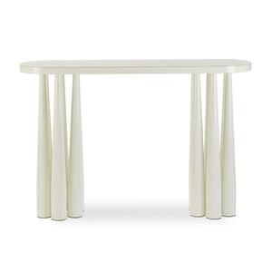 TOV Furniture Titan Glossy Console Table – Sculptural Retro Elegance with Durable Design for Modern Interiors Cream TOV-OC69122
