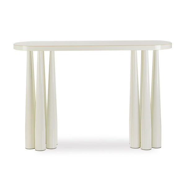 TOV Furniture Titan Glossy Console Table – Sculptural Retro Elegance with Durable Design for Modern Interiors Cream TOV-OC69122