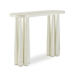 TOV Furniture Titan Glossy Console Table – Sculptural Retro Elegance with Durable Design for Modern Interiors Cream TOV-OC69122