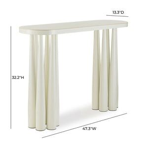 TOV Furniture Titan Glossy Console Table – Sculptural Retro Elegance with Durable Design for Modern Interiors Cream TOV-OC69122