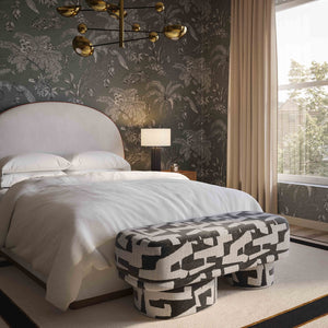 TOV Furniture Lena 47" Jacquard Bench - Stylish Comfort with Textured Upholstery for Modern Home Decor Appeal Black and White TOV-OC69131