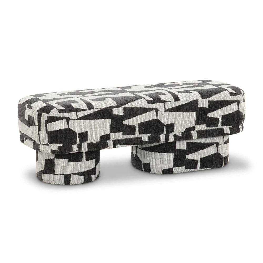 TOV Furniture Lena 47" Jacquard Bench - Stylish Comfort with Textured Upholstery for Modern Home Decor Appeal Black and White TOV-OC69131