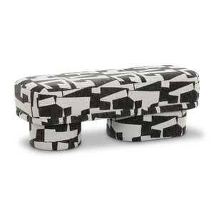 TOV Furniture Lena 47" Jacquard Bench - Stylish Comfort with Textured Upholstery for Modern Home Decor Appeal Black and White TOV-OC69131