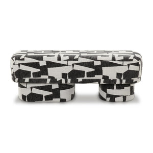 TOV Furniture Lena 47" Jacquard Bench - Stylish Comfort with Textured Upholstery for Modern Home Decor Appeal Black and White TOV-OC69131