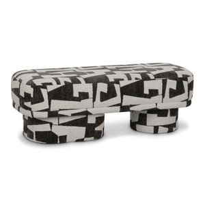 TOV Furniture Lena 47" Jacquard Bench - Stylish Comfort with Textured Upholstery for Modern Home Decor Appeal Black and White TOV-OC69131