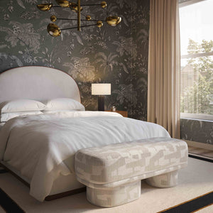 TOV Furniture Lena 47" Jacquard Bench - Stylish Comfort with Textured Upholstery for Modern Home Decor Appeal Cream TOV-OC69132