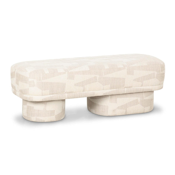 TOV Furniture Lena 47" Jacquard Bench - Stylish Comfort with Textured Upholstery for Modern Home Decor Appeal Cream TOV-OC69132